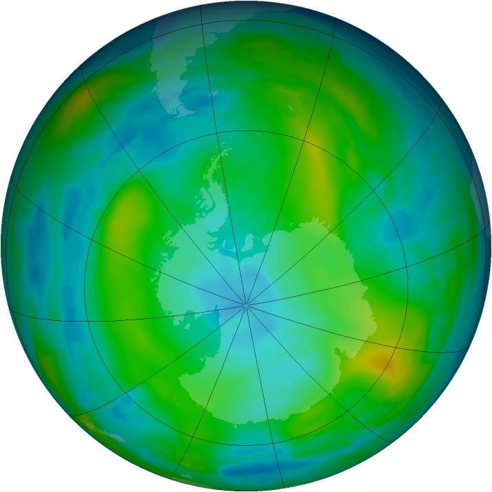 Antarctic ozone map for 09 June 2010